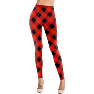 Uaderize Womens Ultra Soft Brushed Christmas Day Leggings Pants Ankle Length Black Deals Friday 2023 S-5XL (Large, B-black and Red Oblique Ripple Plaid)