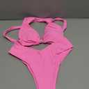 geluboao Bikini Set for Women Solid V Neck Knot Front Push Up High Leg Thong Two Piece Swimsuit, Size Small