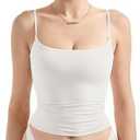 SUUKSESS Women Sexy Square Neck Tank Top Summer Y2K Going Out Basic Cami Shirt XS, White