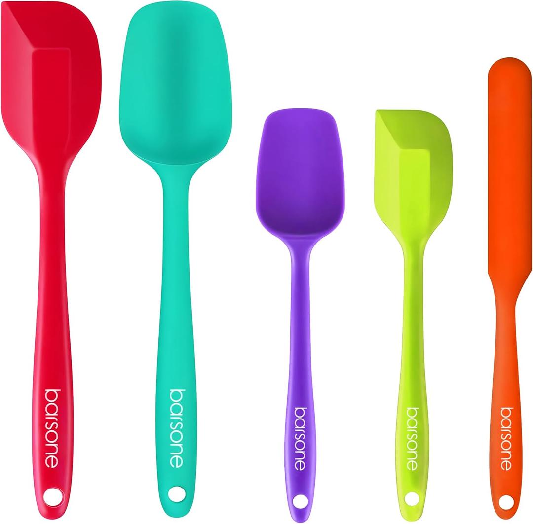 5-Piece Silicone Spatula Set - Heat Resistant 446F Food Grade BPA Free, Nonstick Cookware Safe Dishwasher Safe Kitchen Tools for Baking, Cooking, Stirring, Multicolor.