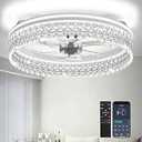 Franjulia 20" Ceiling Fan with Lights, Flush Mount Ceiling Fans, Ceiling Fans with Lights and Remote, 6 Speeds Dimmable Ceiling Lights with Fans, Quiet Modern Ceiling Fan for Bedroom Living Room