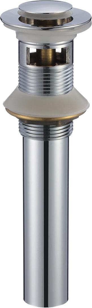 Bathroom Sink Drain with Overflow, Vessel Sink Lavatory Vanity Pop Up Drain Stopper with Overflow, Brass and Stainless 304, Chrome