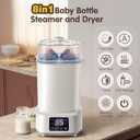Baby Bottle Steamer and Dryer: 8 in 1 Compact Electric Steam - Portable for Travel and Home Use - for Baby Bottles Pacifiers Breast Pump Parts and Other Newborn Essentials BPA Free Auto Shut Off