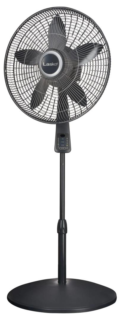 Lasko 18" 4-speed Pedestal Fan with Remote & Timer (gray, model S18965)