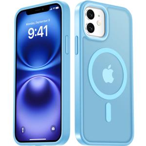 LATVIN for iPhone 12 Case & iPhone 12 Pro Case, Magnetic Phone Cover, Compatible with MagSafe, Military Grade Protection, Translucent Matte Frosted Back, Light Blue