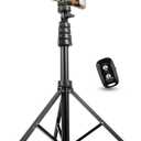 Aureday 62" Phone Tripod Accessory Kits, Camera & Cell Phone Tripod Stand with Wireless Remote and Universal Tripod Head Mount, Perfect for Selfies/Video Recording/Vlogging/Live Streaming (Black)
