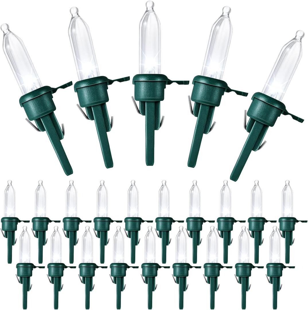 Honoson 120 Pieces LED Replacement Christmas Bulb 3v Waterproof LED Lights Bulb Bulk for Christmas Tree Decorations Xmas Indoor Outdoor Home Light Decor (Green Base With Cold White Bulb)