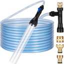 DXOPHIEX Gravel Vacuum for Aquarium Fish Tank Siphon Aquarium Water Changer with Three Metal Faucet Adapter and Long Hose 30 Feet