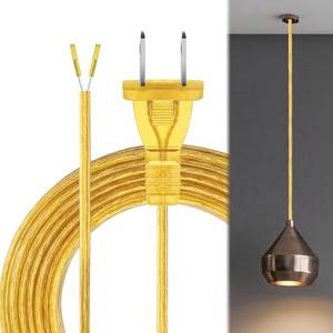 Saysurey Lamp Cord with End Plug Replacement Electric Lamp Wire Clear 18/2 SPT-1 Wire Stripped End Ready for Wiring Repair Part for Table Floor Lighting Fixture (15ft,Clear Gold)