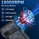 Electric Air Duster with LCD Screen & Flashlight, 180000RPM Compressed Air Duster Turbo Fan(10000mAh), High-Speed Electric Air Blower Duster with 4 Gear Wind, Jet Fan with Assist Lighting -Black