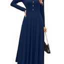 OUGES Women's Maxi Maternity Dress for Photoshoot Fall Long Sleeve Button Square Neck Baby Shower Pregnancy Dresses 2024 (Medium, Pink)