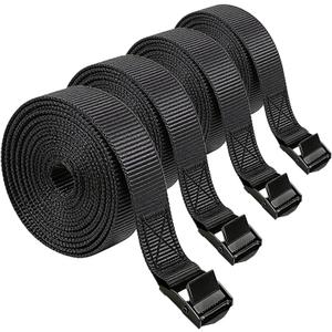Lashing Straps with Buckles, 4Pack, 1 Inch 5 Feet, Cargo Tie-Down Strap, Adjustable Cam Buckle Straps for Storage Luggage Trucks,Trailer,Motorcycle (4 Pack Black1"*5)
