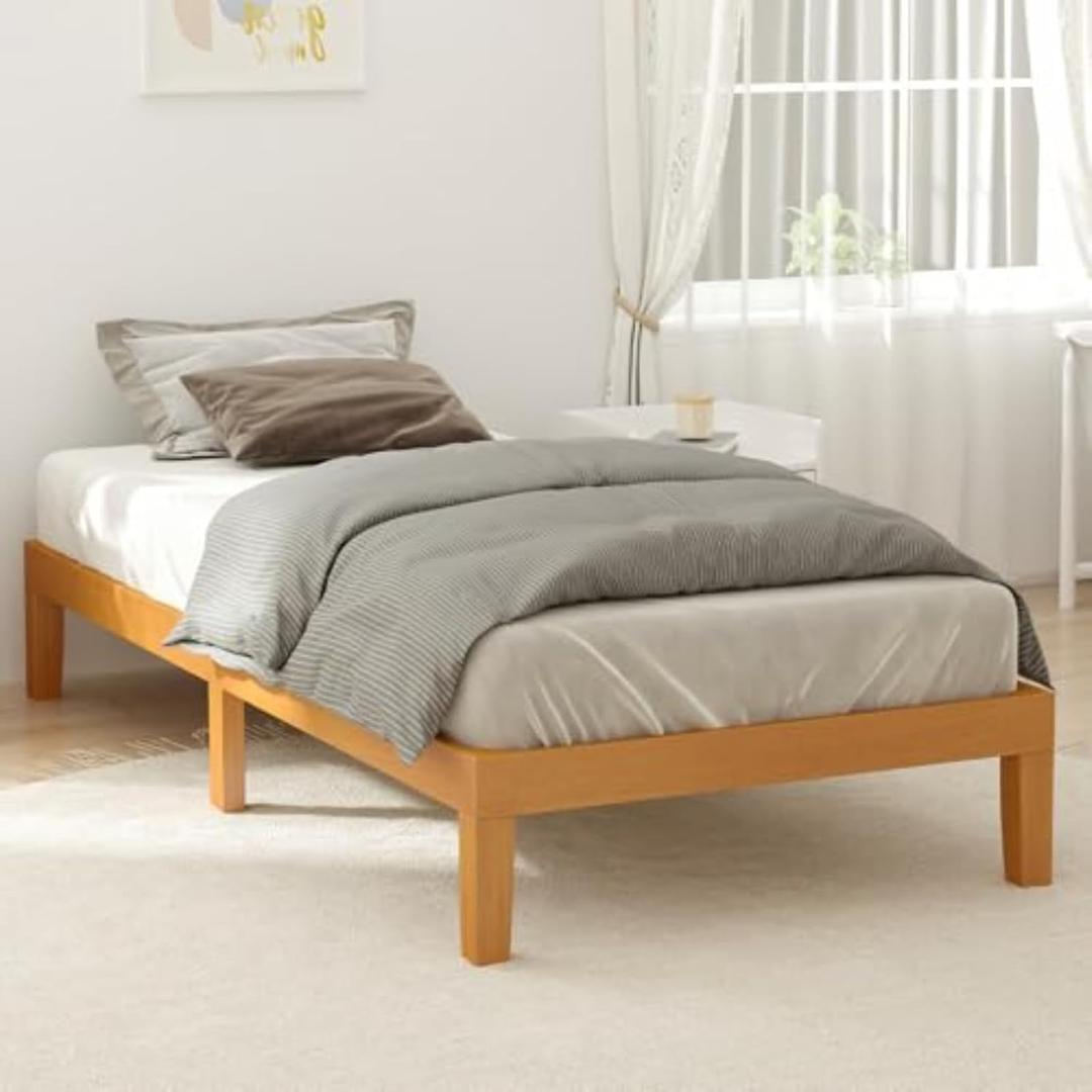 Sweetcrispy Twin Size Bed Frames, 12 Inch Height Wood Platform Bed Frame