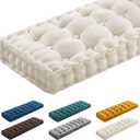 Geelin 36x14 Inch Bench Cushions for Indoor Furniture Chenille Velvet Beige Button Tufted Thicken Seat Pad Mat with Memory Foam, Window Floor Sofa Chair Cushion for Living Room Patio Porch Swing