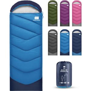 Sleeping Bags for Adults Cold Weather,Portable, Waterproof,Lightweight Sleeping Bag for Tall Girls Boys with Compression Sack for Warm Camping, Hiking, Outdoor & Indoor (3lb-Blue)