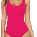 MANGOPOP Women's Tank Top Bodysuit Scoop Neck Sleeveless Body suit Sexy Backless Ribbed Tops (Small)