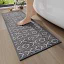 YDKGL Bathroom Runner Rug Non Slip, Super Absorbent Quick Dry Long Bath Mat, Foam Weave Texture Rubber Backing Ultra Thin Bathroom Mats Fit Under Door Bathroom Floor Bathtub Shower, 16"x 47" Gray