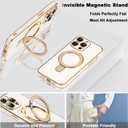Compatible with iPhone 13 Pro Max Case with Magnetic Ring Stand [Compatible with Mag-Safe] Full Camera Lens Protector Soft Plating Shockproof Phone Case for iPhone 13 Pro Max 6.7", White