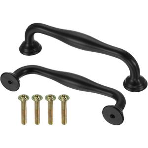 uxcell 10Pcs Drawer Pulls, 4.5"(115mm) Length Aluminum Alloy Kitchen Handles, Furniture Hardware Handles with Screw for Kitchen Cupboard, Desk Drawers, and Wardrobe, Black