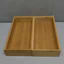 Bamboo Kitchen Drawer Organizer,Stackable Silverware Tray Utensil Organizer Cutlery Holder for Kitchen,Wooden Storage Box for Bathroom, Multi-Use Drawer Organizer for Office,Makeup(12x6x2.5 inch