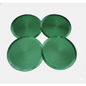 HDO 4PK Fringe Placemat Green
