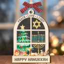 3 x Hanukkah Gifts 2025, Jewish Gifts for Women, Men, Double Layers Hanukkah Wooden Ornament for Jewish Christmas Decorations, Unique Chanukah Gift for Friends, Neighbors, Mom, Dad