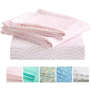 Vonty Kids Bed Sheets Twin XL Pink Heart Printed Sheets for Girls, Soft Lightweight Microfiber Easy Wash Bedding Set (1 Fitted Sheet + 1 Flat Sheet + 1 Pillowcase)