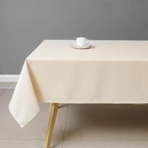 Wewoch Beige Rectangle Tablecloth Wrinkle Resistant Washable Fabric Table Cloth for Dining, Kitchen, Parties, Weddings and Outdoor Use 60 Inch by 120 Inch