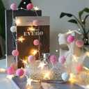 ChiRee Indoor String Lights 6.56 Feet Pom Poms Star Lights 20 LED Battery Operated String Fairy Lights Warm White Star Lights Colorful Decor Lights for Home Bedroom Kids Playhouse Holiday Christmas