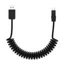 chubbycable Curly Chubby Retractable Fast Charging Cable 120W Coiled Charger Cord for Car Durable USB C Cable Compatible with iPhone 17-15 Series, Black+Black, USB-A to Type-C, 1.3FT-2.3FT