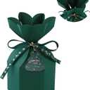 20pcs Christmas Gift Boxes Treat Cookie Favor Party Stacking Set With Lids Merry Christmas Goodie Paper Box Small Size Bow Bulk For Chirldren Mini Wrap Decorative Candy Holiday Santa Presents Giving (20 Green Christmas+Tag+Ribbon+Pins)