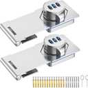 Household Cabinet Password Hasp Locks, Cabinet Locks with Combination, Door Security Slide Latch for Small Barn Doors, Bathroom, Outdoor, Garden (2 Pack Silver)