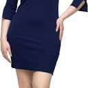 24seven Comfort Apparel Keyhole Three Quarter Sleeve Mini Dress, XL