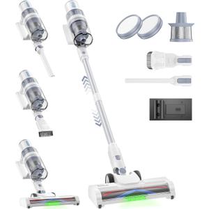 Cordless Vacuum Cleaner, 45KPA Stick Vacuum Cleaners for Home, 6-in-1 Rechargeable Lightweight Vacuum