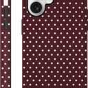 Polka Dot Phone Case for iPhone 16 Plus Cute Trendy Pattern Case 6.7", Aesthetic Stylish Print Design Matte Cover Hard PC Shockproof Soft TPU Protection Girls Women Funda, Burgundy Wine Red