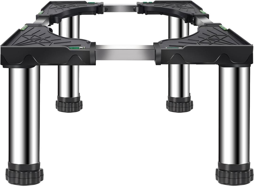 Mini Fridge Stand for 17-27 Inch Appliance, 4 Strong Feet Adjustable Base Tray Anti-Vibration for Mini Refrigerator Washing Machine Pedestal Dryer, Max Load 450lbs (Black, 11.4"-12.6" Height)
