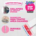 Swiffer Sweep and Mop Deluxe, Limited Edition Pink, 2-in-1 Floor Mopping and Sweeping Kit, Multi-Surface Kit for Floor Cleaning, Includes 1 Sweeper, 5 Heavy Duty Dry Cloths, 3 Heavy Duty Wet Cloths