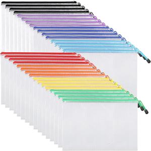 EOOUT 32pcs Mesh Zipper Pouch Bags, Mesh Bags with Zipper, Zipper Pouch for Organizing, Letter Size, A4 Size, for Office Supplies, Puzzles