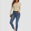ATHMILE Womens Long Sleeve Crewneck/V Neck Ribbed Tops Fall Fitted Stretch Casual Basic T Shirts 2026 (S)