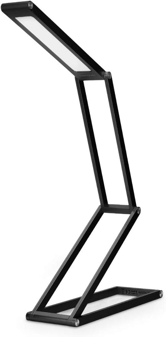 kwmobile Foldable LED Desk Lamp - Folding Portable USB Table Light with 3 Brightness Settings - for Home, Reading, Studying, Work, Travel - Black