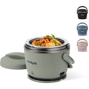 Crock-Pot Portable Electric Lunch Box 20-Ounce Food Warmer Moonshine Green | Ideal for Travel On-the-Go | Keeps Food Spill-Free Warm & Tasty | Dishwasher-Safe