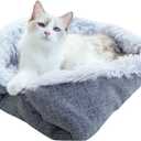 Cat Beds Small Dog Bed, Self Warming Cat Dog Mat Washable Warm Fluffy Pet Pad Calming Cushion Soft Kitty Bed for Indoor Outdoor Crate Pets Cat Small Dog Sleeping (Grey)