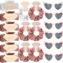 Bridesmaid Scrunchies Proposal Gifts Bachelorette Hair Claws Clips women heart sunglasses for Wedding Party Favors (White&Rose 18sets)
