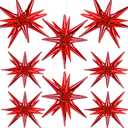 8 Pcs Red Star Balloons, 27/22 inch One-Piece Explosion Balloons Aluminum Foil Balloons for Birthday, Christmas, Wedding, Backdrop, Anniversary, Graduation Party Decorations(Red)