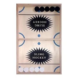 String Hockey Wooden Foosball Winner Board Game, Fastest Finger First Sling Puck Indoor Table Game, Tabletop Slingshot Interactive Stringing Kit for Kids Adults & Family Party