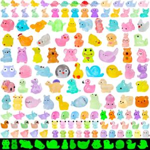 180pcs Luminous Mini Resin Animals Colorful Tiny Small Little Glow in the Dark Mini Resin Figures to Hide Miniature Animal Figurines for DIY Dollhouse Micro Garden Landscape Aquarium Decor Gift Crafts