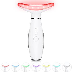 ELISHINE 7 Color Neck Face Massager  Facial Massager Tool for Skin Care at Home, Vibrating Face Massager with Thermals, Galvanic Machines White