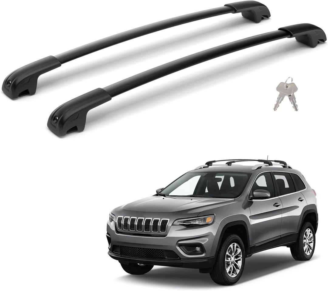 300Lbs Lockable Roof Rack Crossbars Compatible with Jeep Cherokee 2014-2023, Heavy Duty Aluminum Cross Bar Fit Luggage Luggage Kayaks Bicycles Snowboard