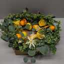 Idyllic 22 Inch Summer Yellow Lemon Wreath with Green Leaves for Front Door, Spring Summer Lemon Eucalyptus Wreath for Inside and Outside, Wedding Wild Flowers Decor