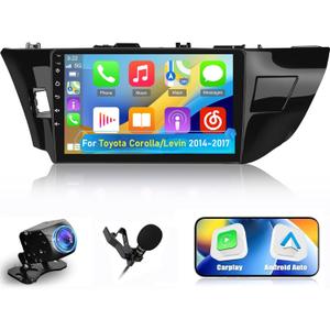 NHOPEEW Android Car Radio for Toyota Corolla/Levin 2014-2017 - Wireless Carplay and Android Auto - 10.1 Inch Touch Screen Car Stereo with DSP/WiFi/GPS/SWC/Mutliple UI + AHD Backup Camera